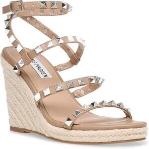 Steve Madden Maici Studded Platform Wedge Espadrilles Tan Women's Size 8.5 NWOT